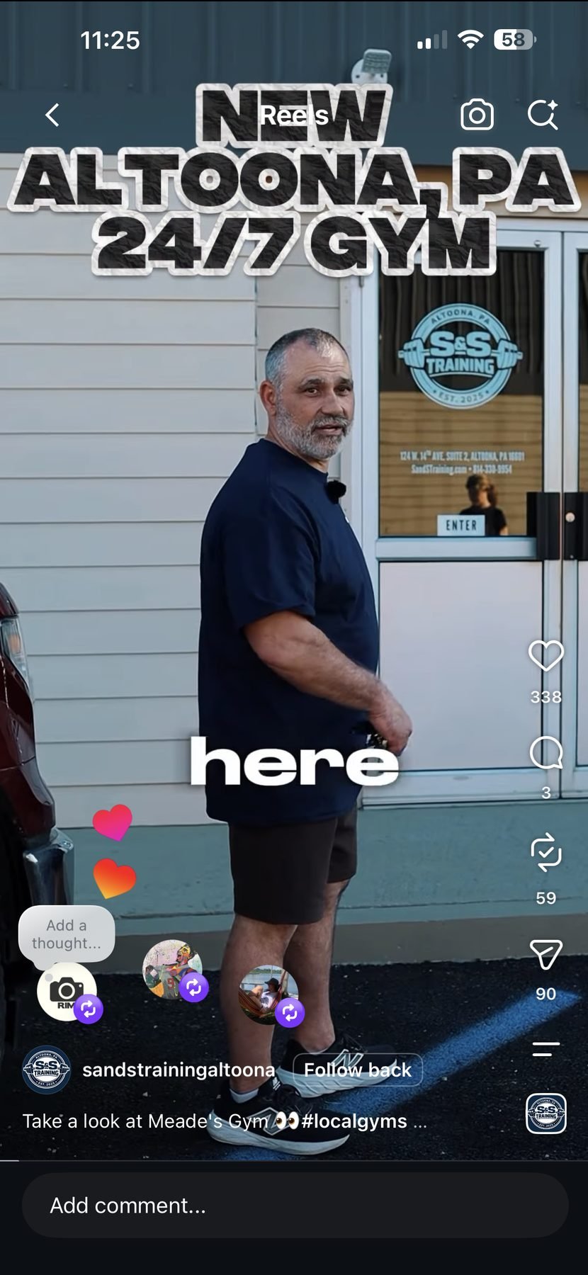 Ad engagement screenshot for Meade's Gym IMG_7255.PNG